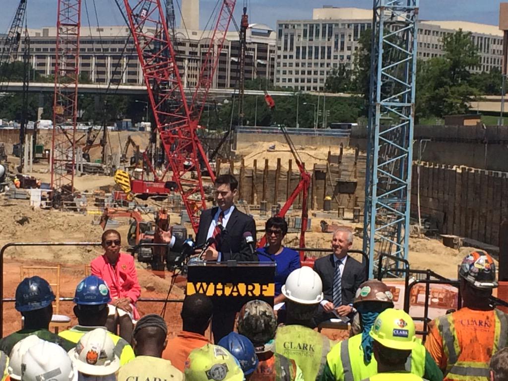 TheWharfDC's tweet photo. The Wharf is going to be "transformative for our city," says @CharlesAllenW6. #DoneDiggin http://t.co/WfrVRyO6Mf