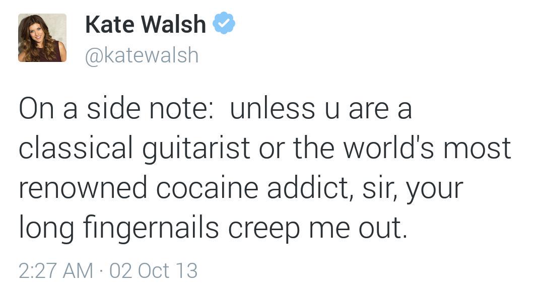KateWalshDaily's tweet photo. Kate's opinion on who can have long fingernails. #DailyRandomWalshTweet http://t.co/5cNbijWiB6