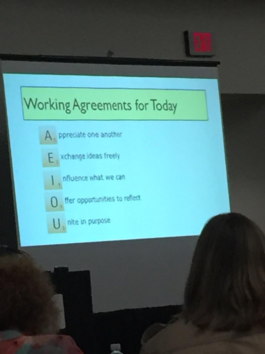 KathyPerret's tweet photo. Love the working agreements. #IATLC http://t.co/ho5KJLImeY