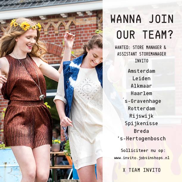 Love shoes? Join our team! Wij zijn op zoek naar (assistent)storemanagers!
Solliciteer nu op → invito.jobsinshops.nl