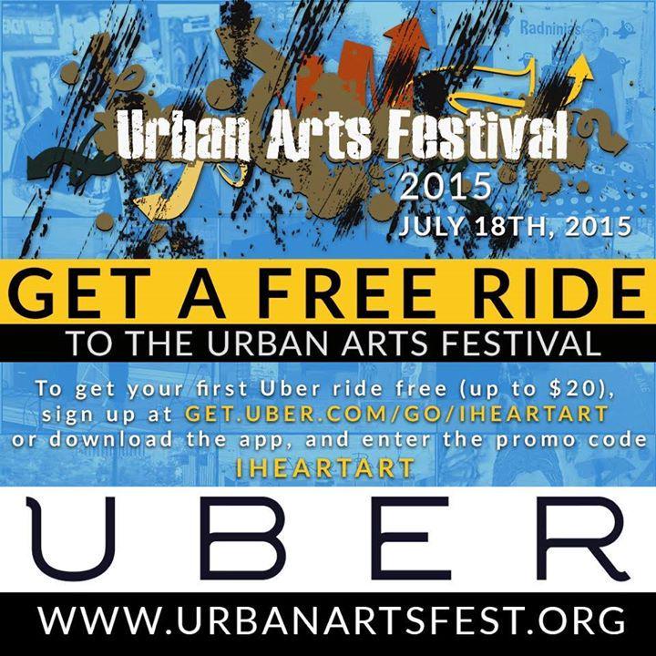 UAFestival's tweet photo. Free ride to or from the Urban Arts Festival from Uber with code IHEARTART. #iheartart #UrbanArts http://t.co/D0fnorRxGs