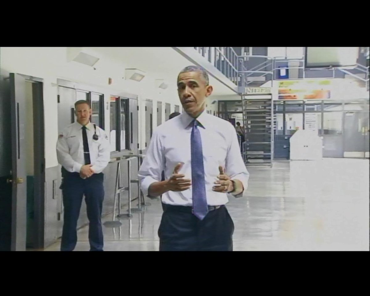 Inside El Reno Prison, Pres Obama calls for reconsidering lengthy prison sentences for non-violent drug offenders.