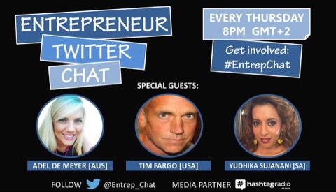0xhellojake's tweet image. Don't miss the @Entrep_Chat #EntrepChat tonight. Special guests: @AdeldMeyer @alphabetsuccess @YudhikaSujanani