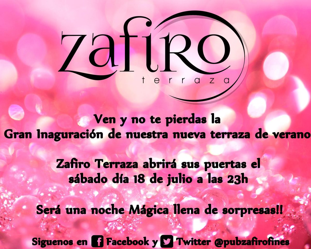 pubzafirofines's tweet photo. VEN Y NO TE PIERDAS LA GRAN INAGURACIÓN DE NUESTRA TERRAZA http://t.co/dfYry8lWww