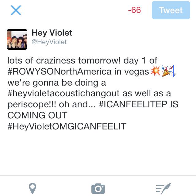 HeyViolet's tweet photo. tomorrow's gonna be cray. #ROWYSOVegas #ICanFeeIItEP #HeyVioletEPListeningParty #HeyVioletOMGICANFEELIT http://t.co/QPrmJsd1VC