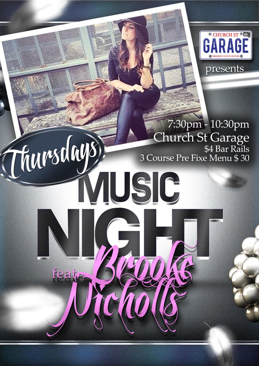 ChurchStGarage's tweet photo. Come see @BrookeNicholls sing her heart out for us tonight, well you are enjoy a great meal at @ChurchStGarage http://t.co/Hd50AVZfo1