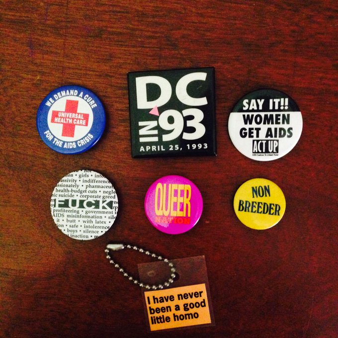Throwback: buttons from my 90s queer and AIDS activism #TBT http://t.co/MmUxWH3nl3<a href="/tag/tbt"class="tags"><span>#tbt</span></a>