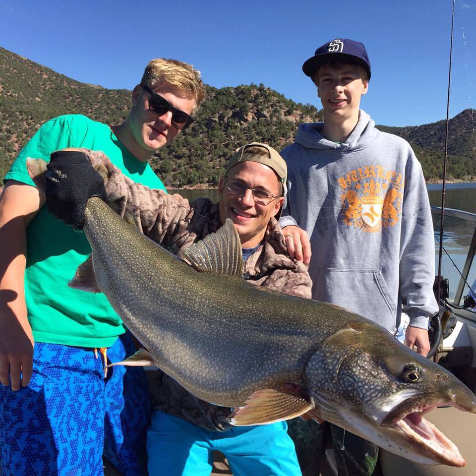 Kevin Clegg caught this huge lake #trout at Flaming Gorge last weekend. Nice catch, Kevin! #Utah #fishing