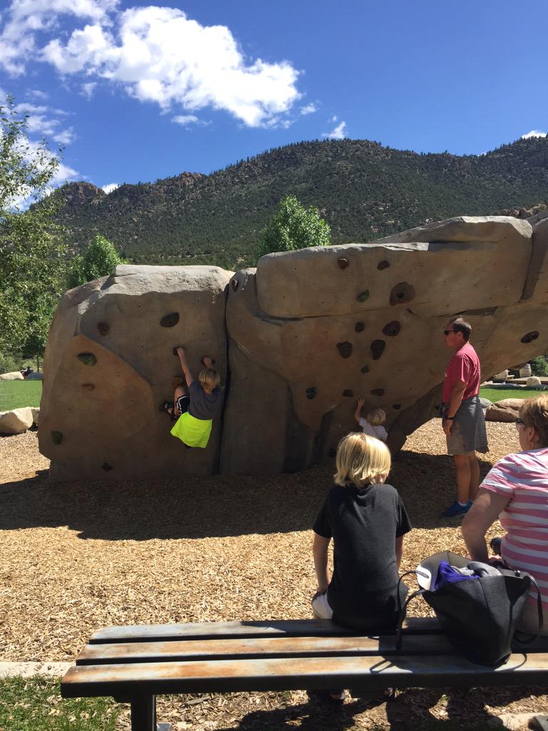 Just received this pic of my kiddos bouldering in Buena Vista, CO.. Wish I could be there 😔