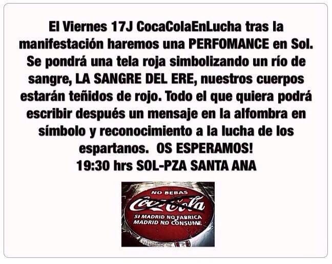 franciscomore13's tweet photo. Viernes #17julio tenemos cita con @cocacolaenlucha y #Los8deAirbus #HuelgaNoEsDelito #CocacolaReadmision YA #YoVoy http://t.co/dRAv10De8p