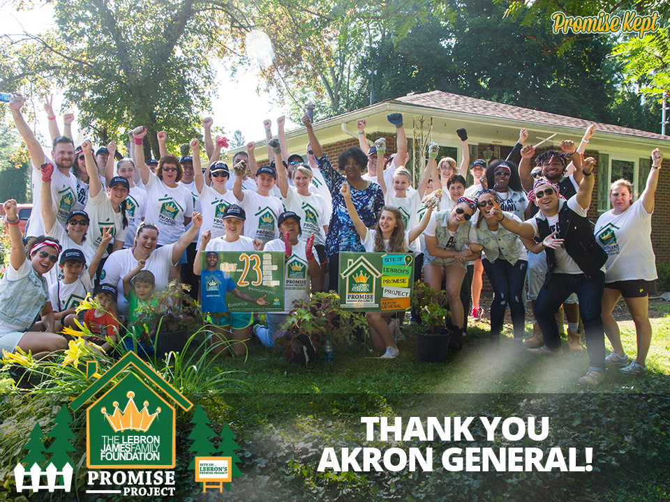 LJFamFoundation's tweet photo. Thank you @MyAkronGeneral for believing in @KingJames kids!! #PROMISEProject2 http://t.co/FR4JjvS7UU