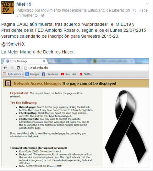19Miel19's tweet photo. Pagina #UASD aún muerta, tras acuerdo "Autoridades", MIEL19 y Presidente FED Ambiorix Rosario https://t.co/vyRUHhER13 http://t.co/PEPlWliYDk