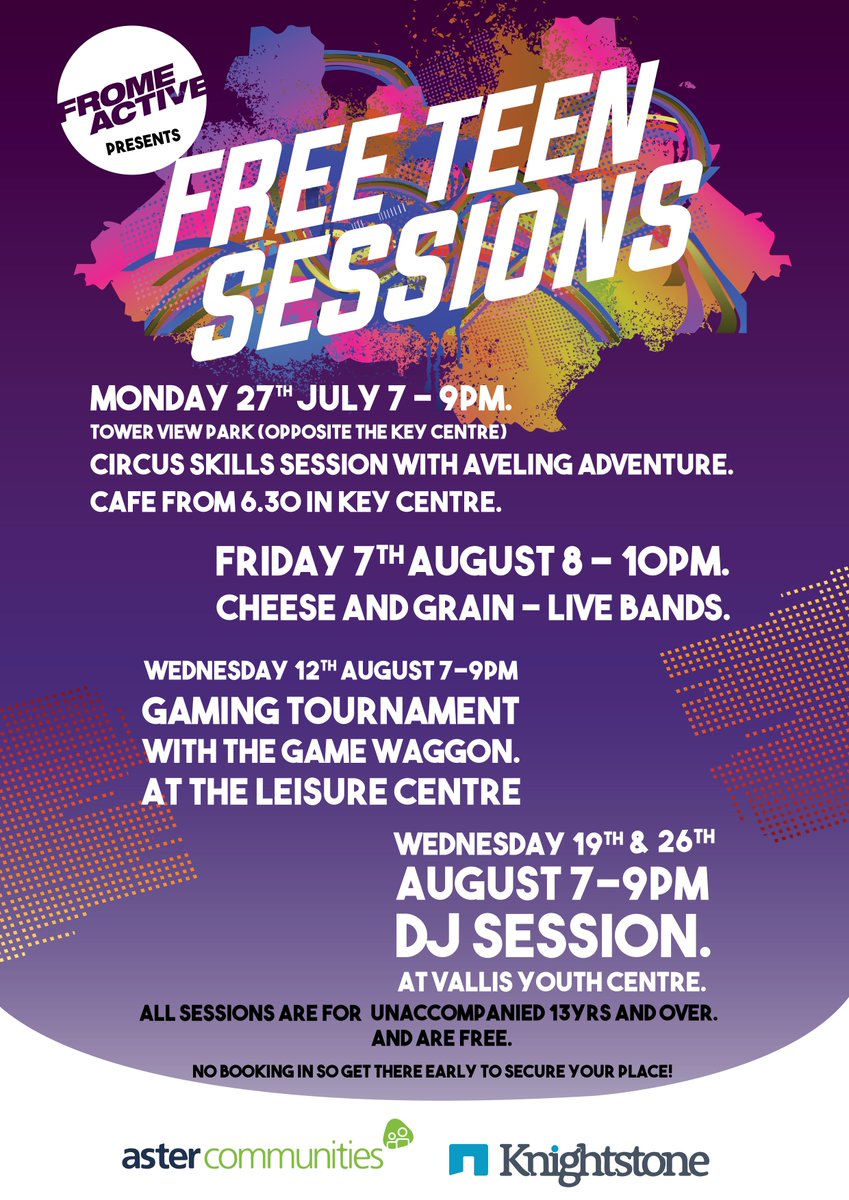fromekids's tweet image. Free Teen Summer Sessions @fromeactive @FromeCouncil @FromeTown @KnightstoneHA @YMCAMendip @WeLoveFrome #frome