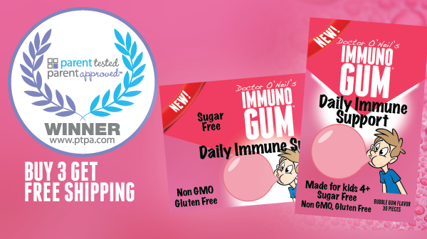 ImmunoGum's tweet photo. Immuno Gum Kids is now a @PTPA winner! To celebrate, buy 3 30-piece packs, get free shipping http://t.co/406uPu1Vhg http://t.co/qM1w9S9nap