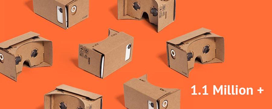 UploadVR's tweet image. Just Confirmed: @google has distributed over 1.1 million of their #cardboard #vr viewers. bit.ly/googlevr