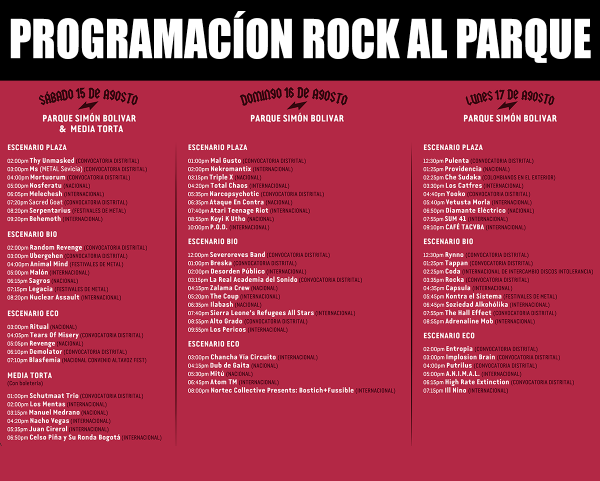 RockAlParque_'s tweet photo. Programación oficial #RockAlParque 2015  Para ver mejor click aquí http://t.co/DvKa1xZMjv 
Comparte! http://t.co/6YZxey15vW