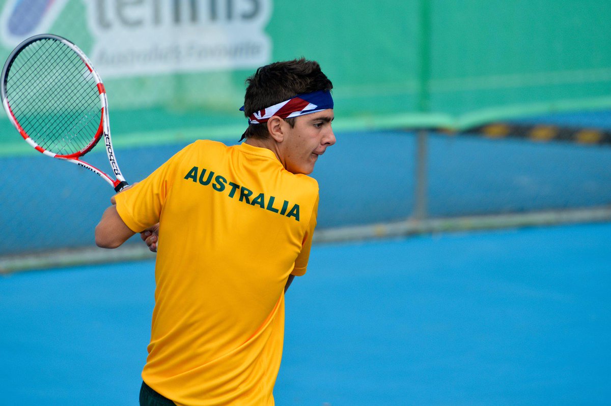 TennisAustralia's tweet photo. In 2012, he was playing Jnr DC in #Bendigo. In 2015, @TKokkinakis leads our #DavisCup team in #Darwin #GoAussies #FBF http://t.co/eeIQrpInWo