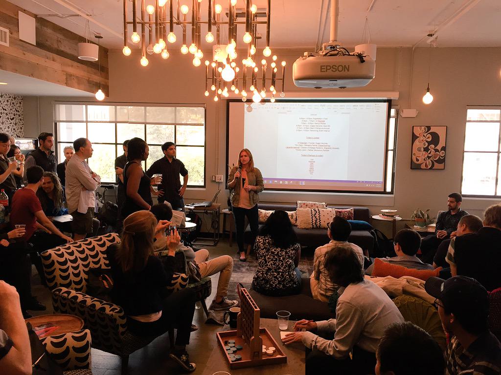 Alon4000's tweet photo. Watching Steph talk about #fundable50 at the @SVEntrepreneur pitch and demo night @WeWorkSF #entrepreneur #hustle http://t.co/SsCh7aww3Y