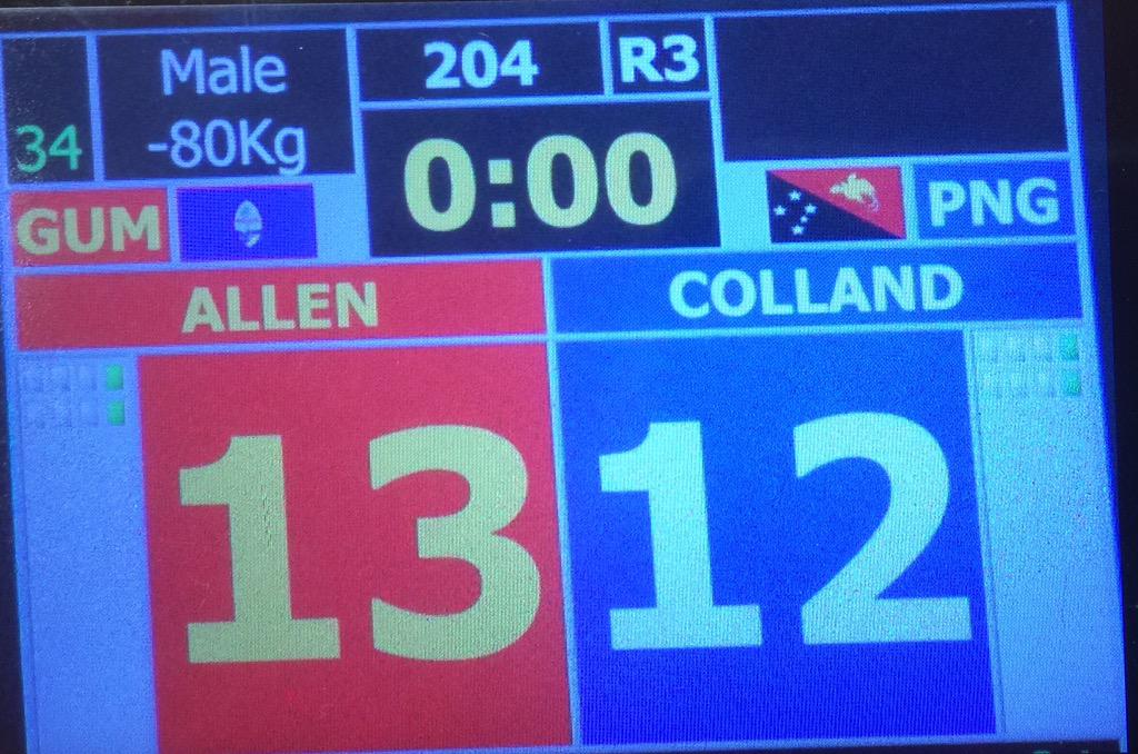 ATGee11's tweet photo. #TeamGuam 's Alex Allen wins! #PapuaNewGuinea. Guaranteed medal! Fights 4GOLD later! #PacificGames #POM2015 @GuamPDN http://t.co/r8QYUslN9m