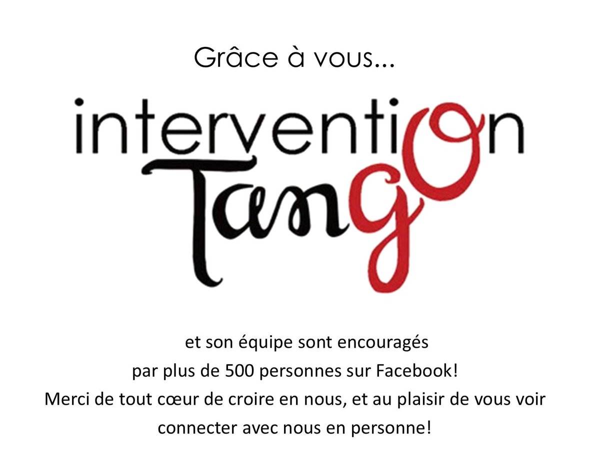 IntervTango's tweet image. Choyés de compter plus de 500 #fans sur #Facebook!. Nos #rêves se concrétisent. #iT #interventiontango #intervention