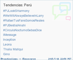trendinaliaPE's tweet photo. #RafaelTusFansSomosReales acaba de convertirse en TT ocupando la 3ª posición en Perú #trndnl http://t.co/R7Ym3FLblu