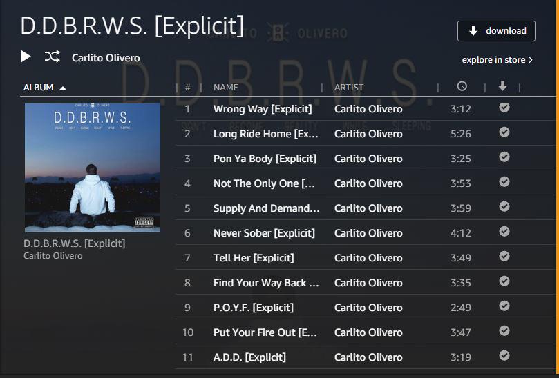 Go purchase Carlito Olivero\s \D.D.B.R.W.S.\ from your favorite online retailer.Happy bday & god bless 