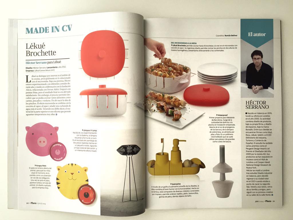 Más #diseño "Made in Comunitat Valenciana" en la @revistaPlaza de este mes: Reportaje de <a href="/LekueES/">Lékué</a> y <a href="/hector_serrano_/">hector Serrano</a>