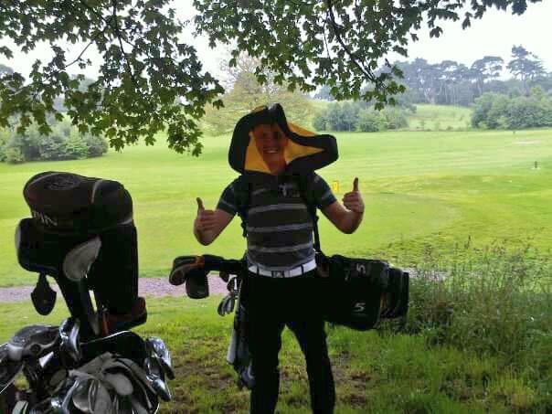 davelukethomas's tweet photo. Some pretty bad weather playing in Wales... forgetting the waterproofs, the bag cover had to do #bbcgolf #theopen http://t.co/pyroFaJ7wp