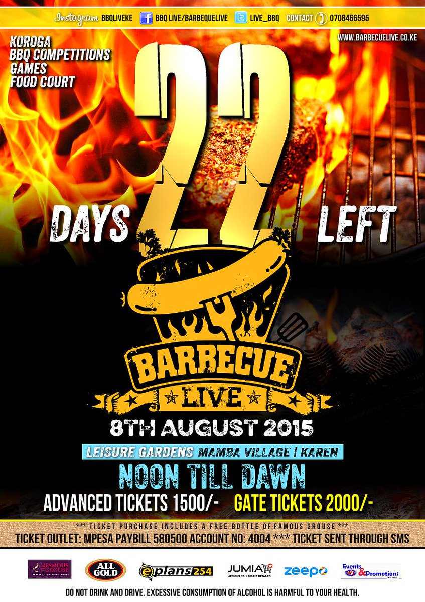 bbqliveke's tweet photo. 22 days and counting! #BBqLive #FreeFamousOnEntry @DjJoeMfalme @amdjabstrakt @dj_purpl @VinVDJ @weaversband http://t.co/eU6qj27CPb