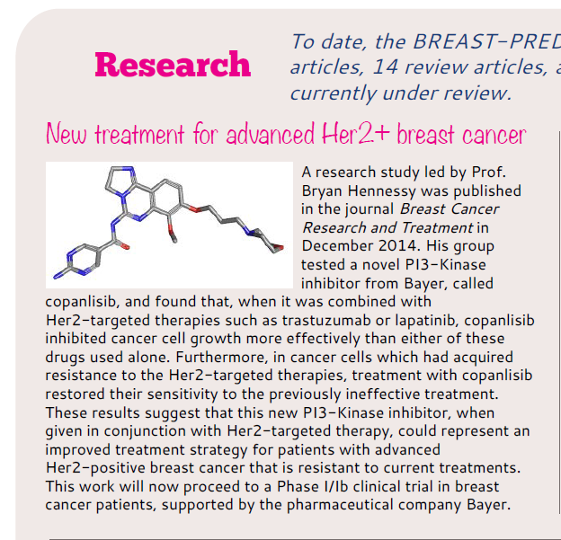 Naomi_Elster's tweet photo. My #PI3Kinhibitor study for HER2+ breast cancer was mentioned in the current @BREAST_PREDICT newsletter! http://t.co/iXKJK6g2MA