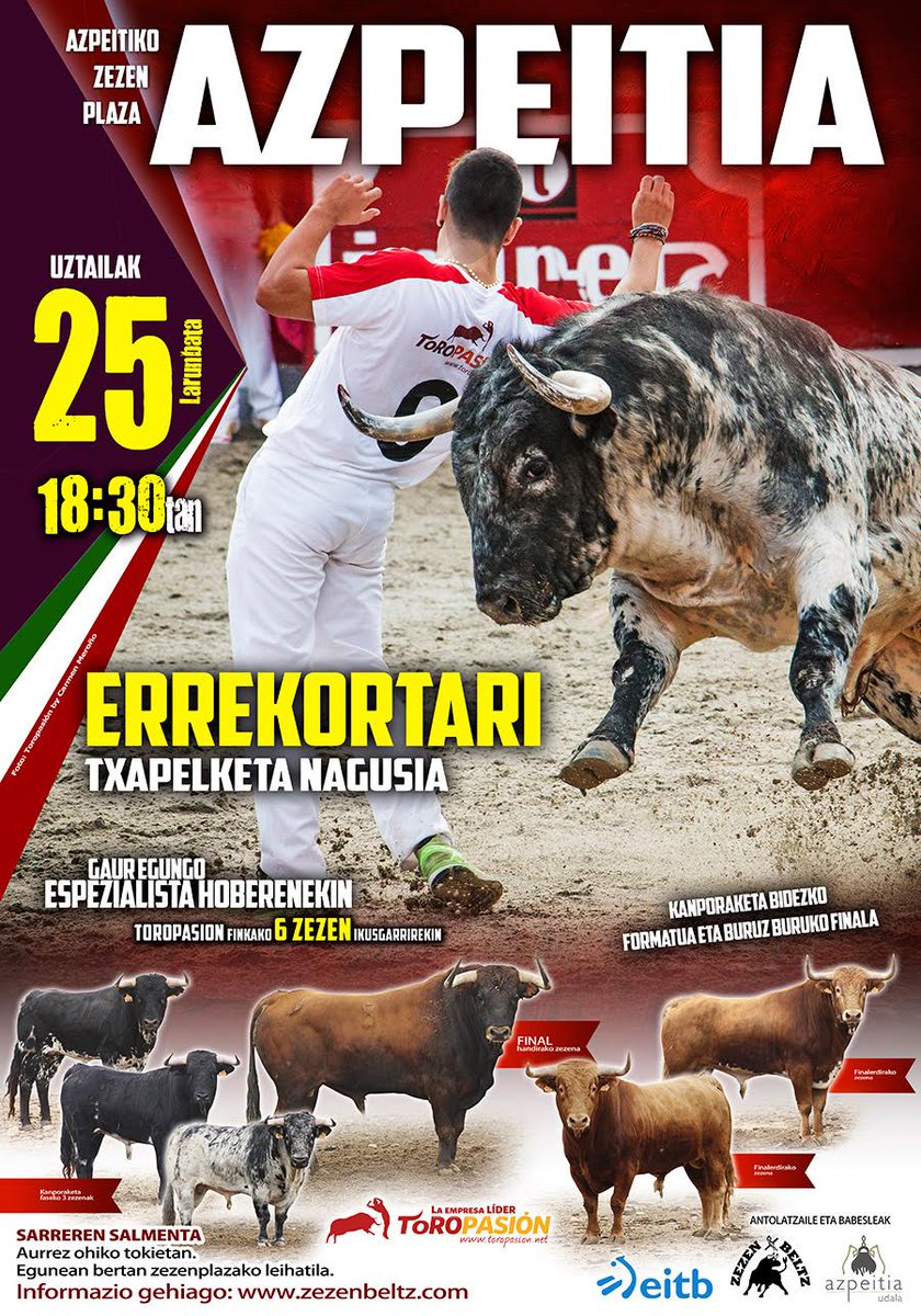 #Azpeitia Concurso de recortadores el día 25 a las 18:30h.