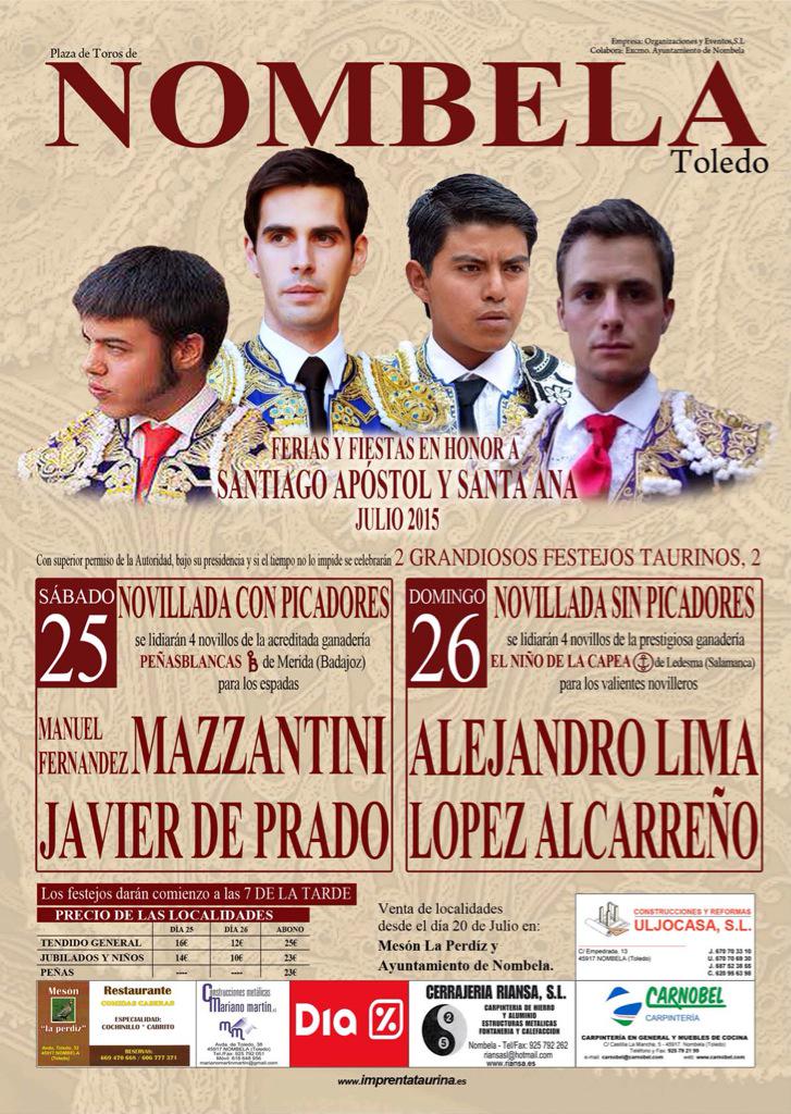 orgyeventos's tweet photo. Feria taurina de Nombela (Toledo), 25 y 26 de Julio. http://t.co/XOcaCr17hL