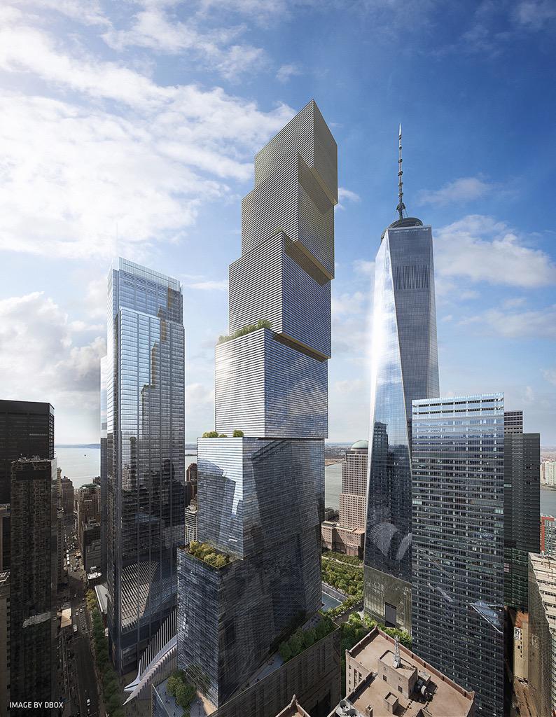 theindiemac's tweet photo. #21stCenturyFox headquarters at #TwoWorldTradeCenter by Danish architect Ingels is a stack of cubes http://t.co/fln0TbdTpN