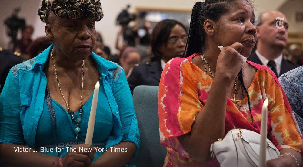 nytimes's tweet photo. Friends and family ask if policing has changed since Eric Garner’s death http://t.co/vcPFjYey3n http://t.co/tMargTzkH2