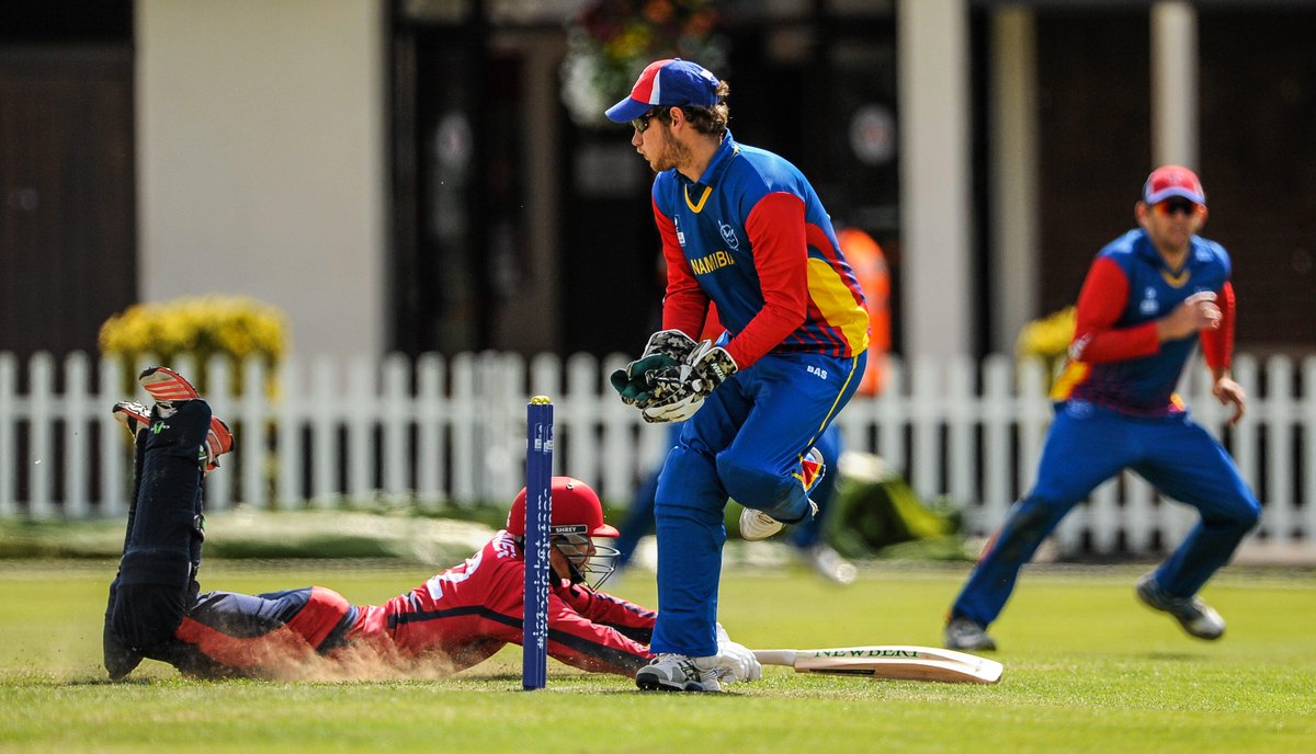 Ex Seaford overseas <a href="/BernardScholtz/">Bernard Scholtz</a> in action for Namibia as they beat Jersey by 9 wkts in the ICC WC 2016 qualifiers
