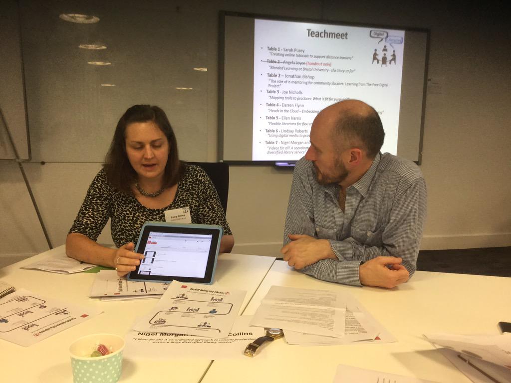 lisparcell's tweet photo. Lots of @cardiffunilib videos, Nigel and Lucy explaining how it's all done #libdiglit https://t.co/H0GMRXKlqw http://t.co/IOcwdJaE1k