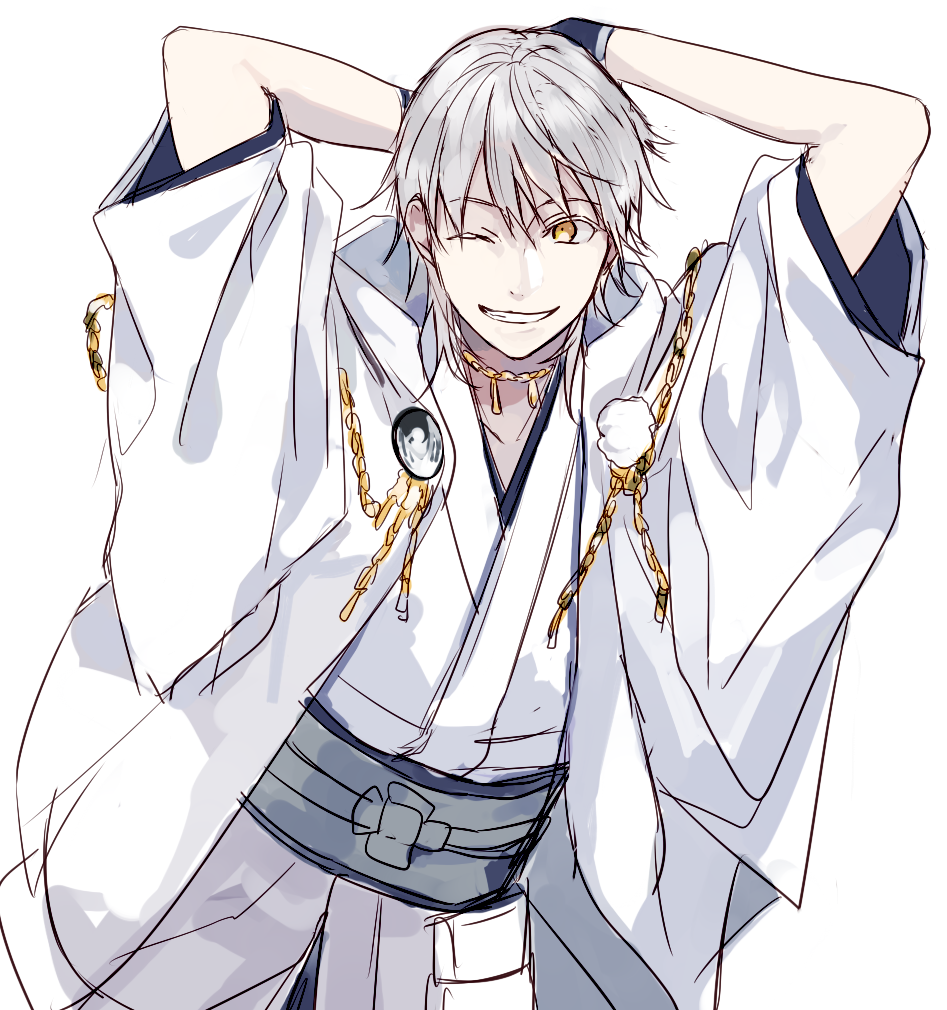 鶴丸国永(刀剣乱舞) 「はじめてきたレア刀だった(多分) 」|のりたのイラスト