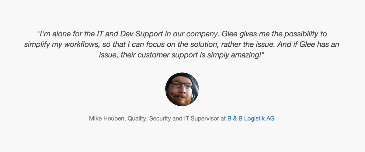 GleeHQ_official's tweet image. Mike's testimonial to @GleeHQ_official Give it a FREE try - gleehq.com #startup #helpdesk @Houbsi