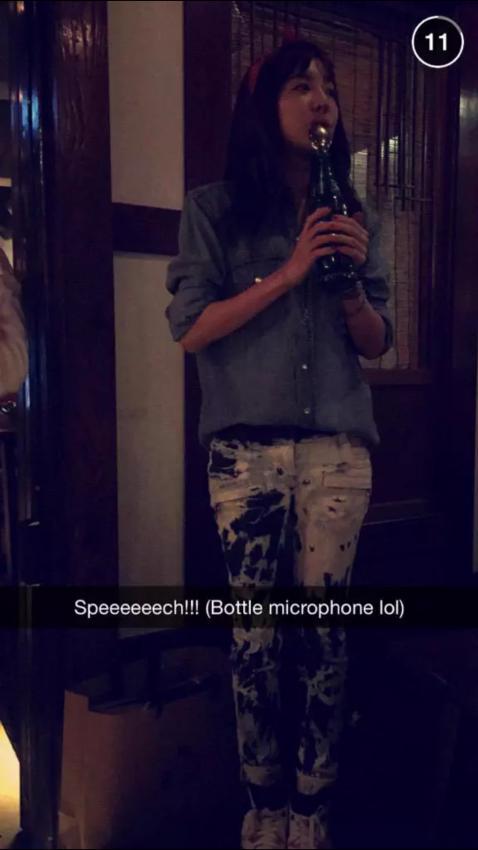 WeLoveDara's tweet photo. Dara at Marshall Bang's snapchat~ So cute giving a speech like that.
cr.DC 2NE1 http://t.co/iNbXJ1vT4R