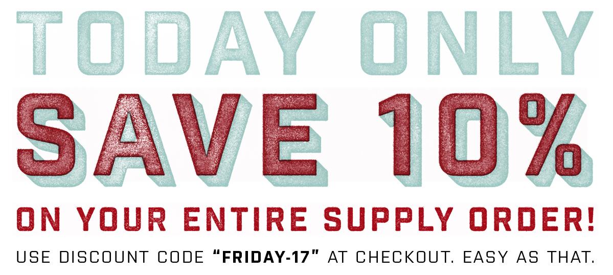 TechSupportSPS's tweet image. Today only, save 10% off your entire supply order! #screenprinting #tssps