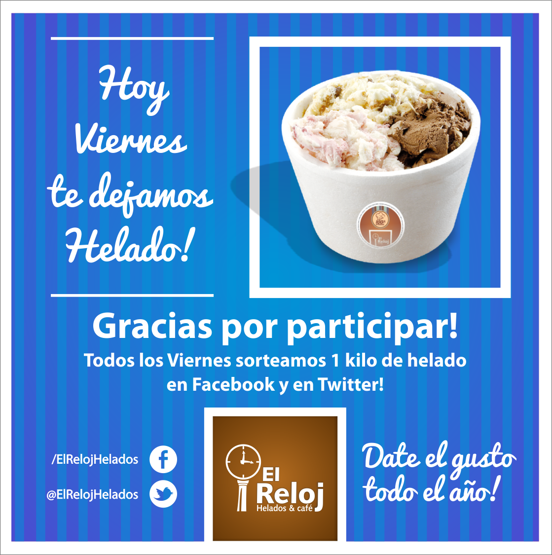 ElRelojHelados's tweet photo. Yasmila Habash (DNI terminado en 424) ganó el kilo de helado artesanal de hoy. Felicitaciones! http://t.co/TTUdKBiyAX