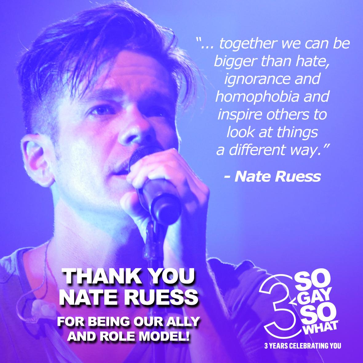 SoGaySoWhat's tweet photo. Thank you @nateruessmusic for standing up for the rights of ALL! #SoStraightSoSupportive http://t.co/Zl29DYEeib