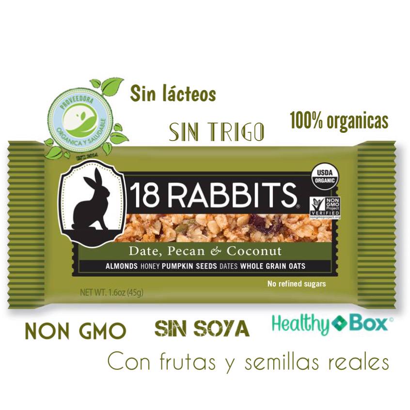 Producto Julio: 18 rabbits barra de dátil, nuez y coco de @POS_2015 Deliciosas barras de avena y 100% orgánicas.