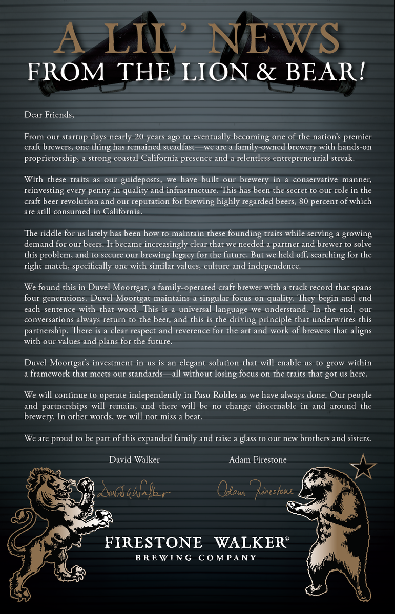 beeradvocate's tweet photo. In case you missed it … @FirestoneWalker and @DuvelUSA combine operations http://t.co/9JCmPeOMCQ http://t.co/33KBXgYlnw
