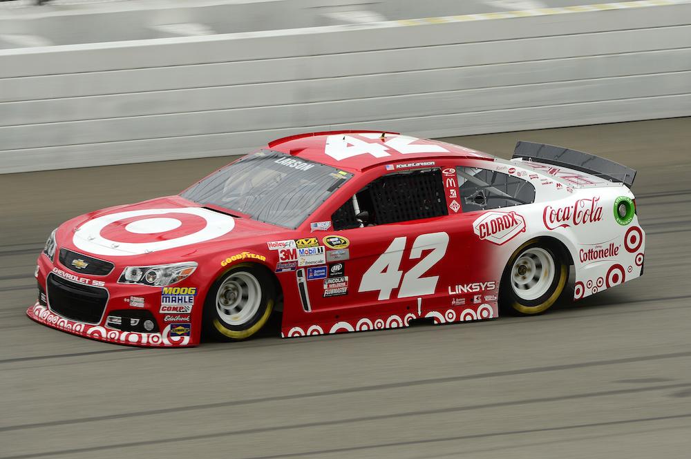 NASCAR's tweet photo. Round 1 is in the 📚!

@KyleLarsonRacin tops the board with a lap of 133.708 mph.

#NASCARonNBCSN http://t.co/WfiJLhpMsG
