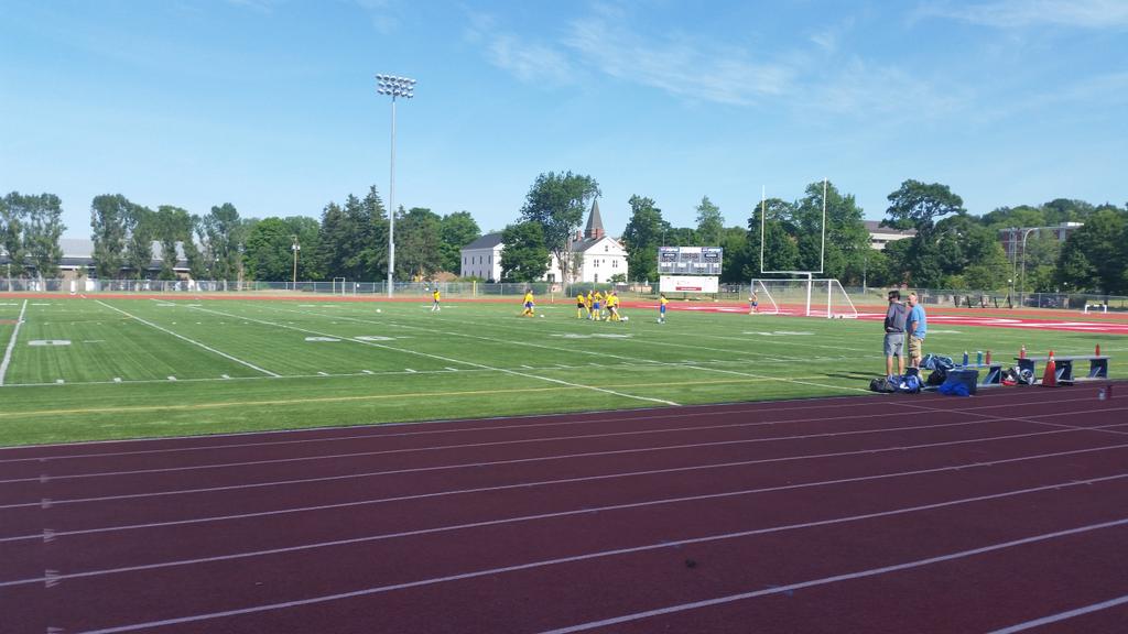 U14 girls warming up at Raymond Field, Acadia University for EK Friday Night Lights. #theplacetoplay
