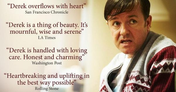 rickygervais's tweet image. Watch all episodes of the multi-Emmy &amp;amp; Golden Globe nominated series #Derek on @Netflix. #kindnessismagic