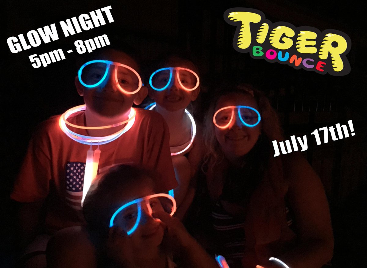 tiger_bounce's tweet photo. Tiger Bounce Glow Night!  First 30 kiddos get Glow Glasses too! 
https://t.co/GDHiX5NGNr http://t.co/tuoMTcLroK