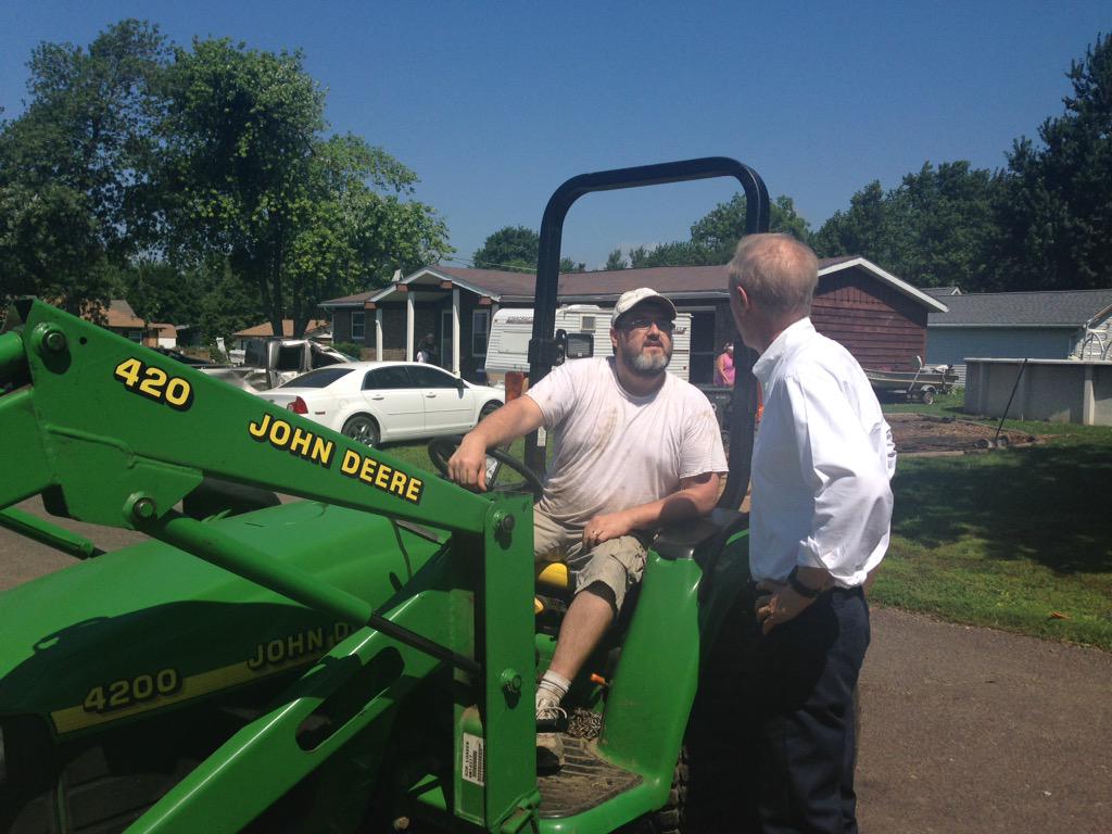 GovRauner's tweet image. Assessing the storm damage in Delavan. This community is strong and will persevere through this tough time.