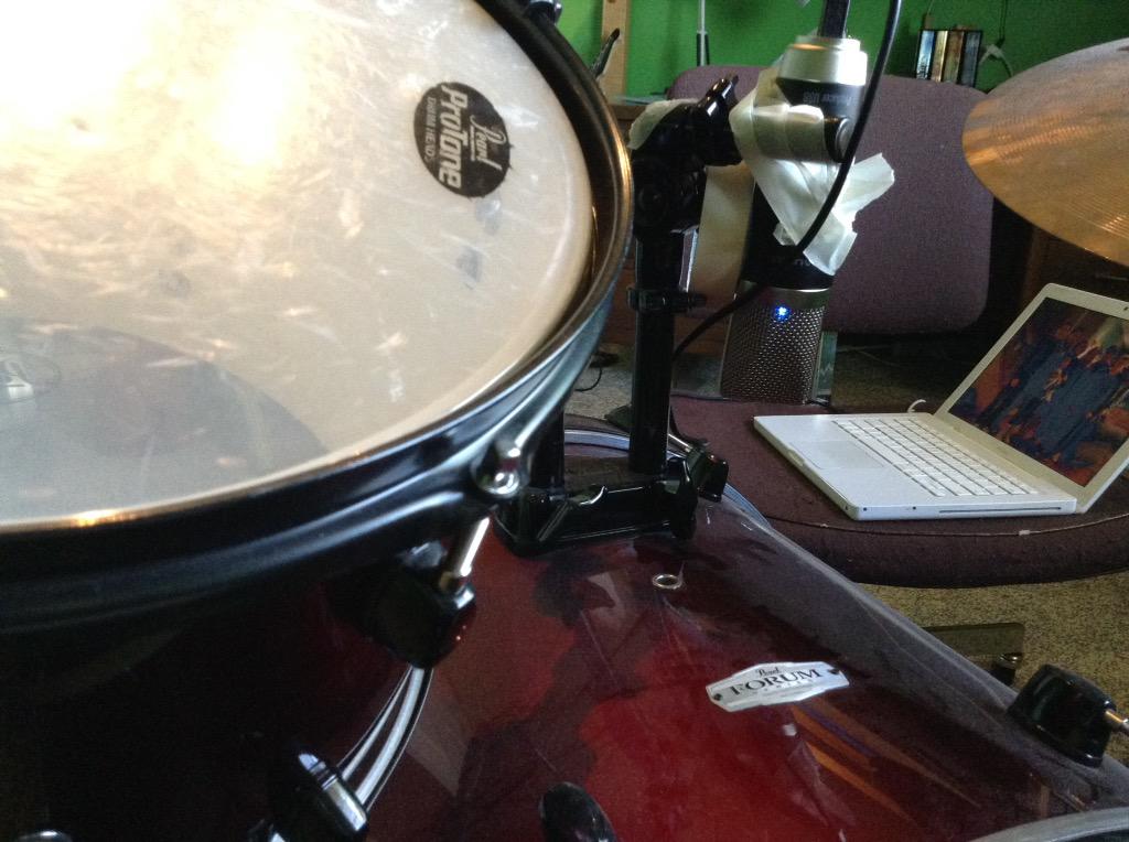 topwindowband's tweet photo. Improvising. Recording drums is hard and we only have one mic —Mitchell [|] http://t.co/dtBWdtDyW2